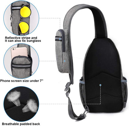 WATERFLY Crossbody Sling Backpack Sling Bag Travel Hiking Chest Bag Daypack (Black)