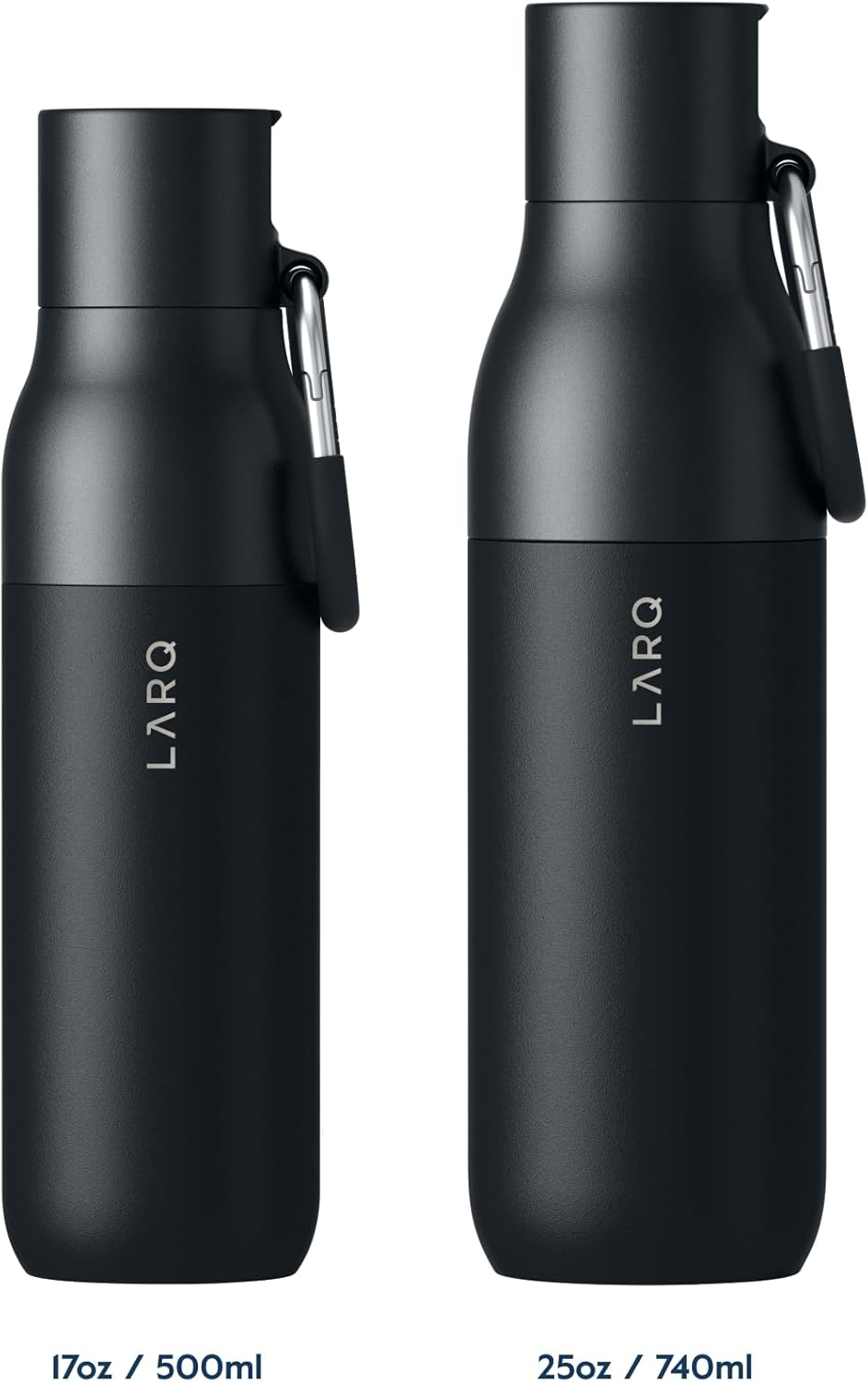 LARQ Bottle Filtered – Insulated Stainless Steel Water Bottle with Filter Straw, Removes Chlorine, PFAS Lead, BPA-Free Leak Proof Flip Top, 24h Cold for Travel Gym Office, 25 oz, Obsidian Black