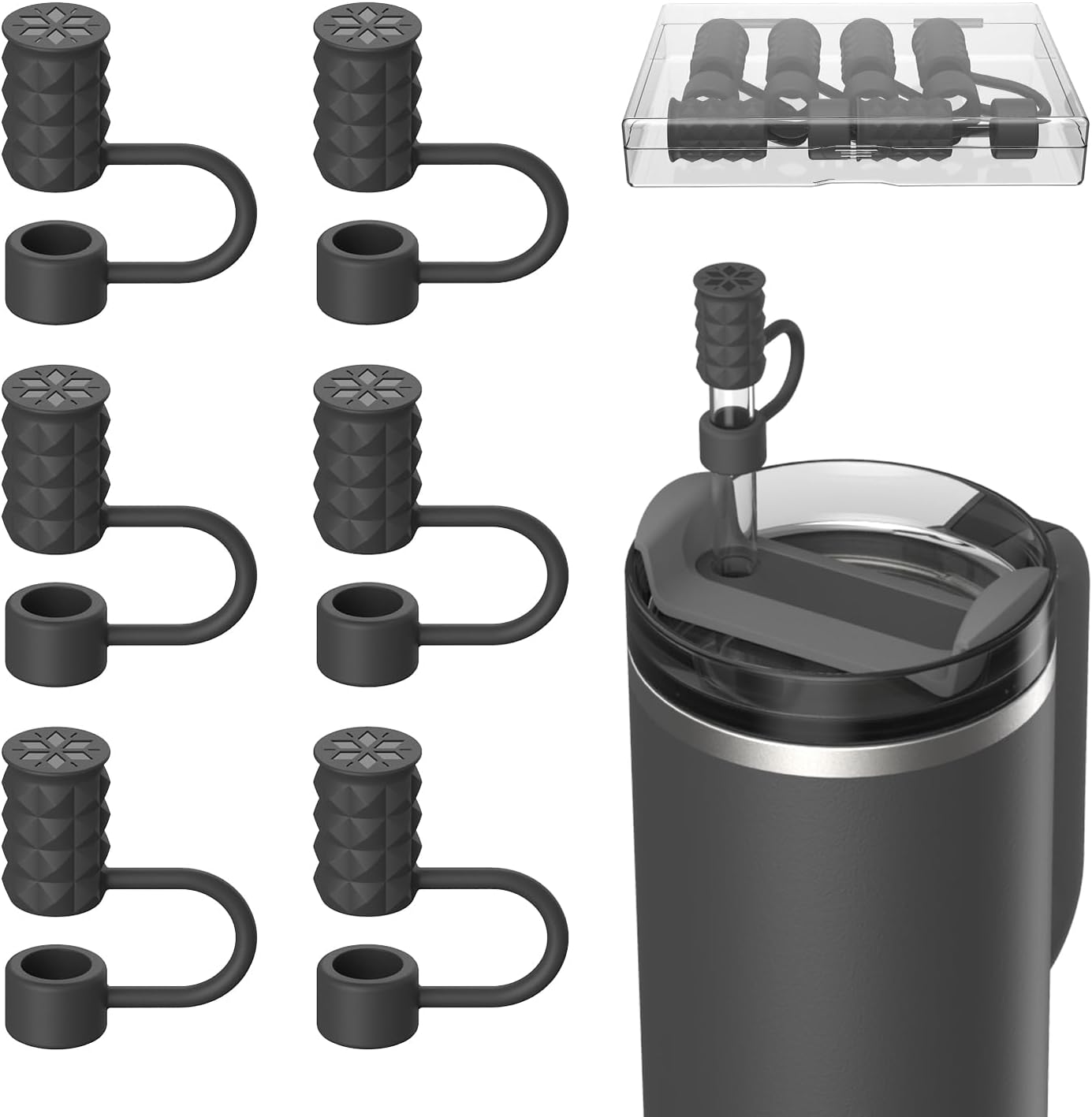 6 Pcs Straw Covers Caps, 0.4in/10mm Straw Toppers for Stanley Cup 30/40 oz, Starlight