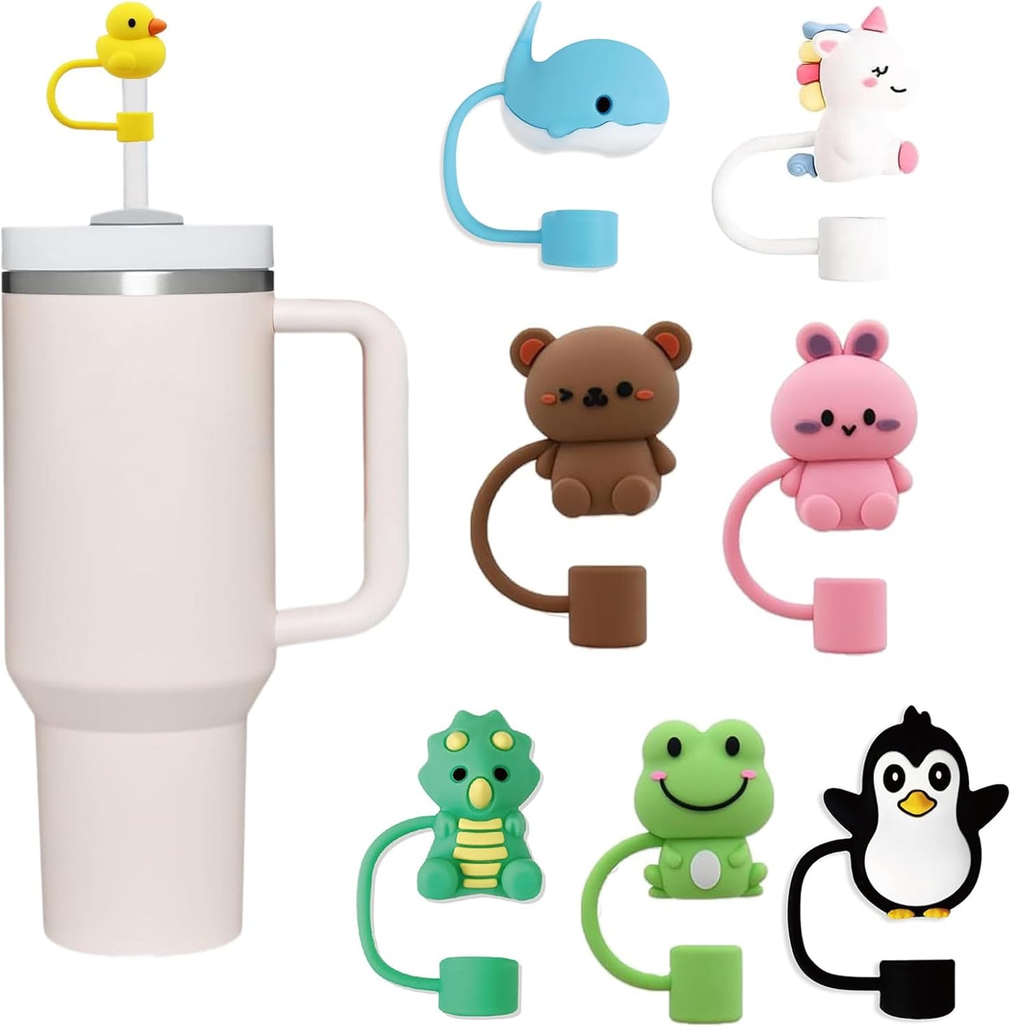 LDKEDKF 11Pcs Straw Cover for Stanley Cup, Silicone Straw Topper for Stanley Cup 30&40oz with Tumblers, 10mm 0.4in Lid Accessories (Reusable)