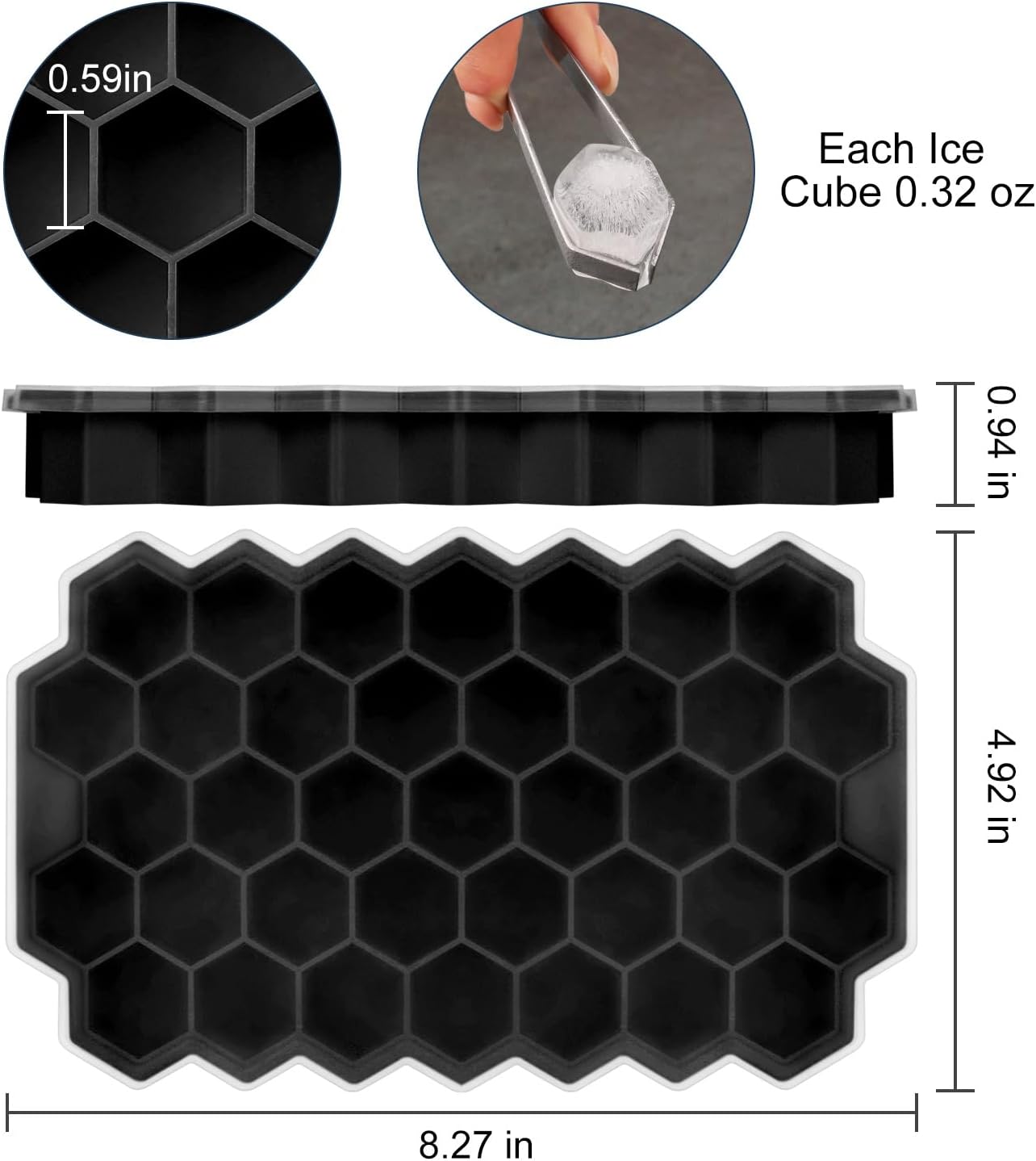 Ice Cube Trays for Freezer with Lid-37 Grid Silicone for Small Ice Cube Molds,Easy-Release Reusable in Organizer Bins or Ice Bucket for Cocktail bar or Iced Coffee Cup