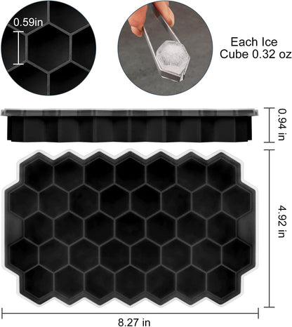 Ice Cube Trays for Freezer with Lid-37 Grid Silicone for Small Ice Cube Molds,Easy-Release Reusable in Organizer Bins or Ice Bucket for Cocktail bar or Iced Coffee Cup
