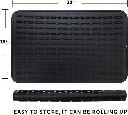 MicoYang Silicone Dish Drying Mat for Multiple Usage,Easy clean,Eco-friendly,Heat-resistant Silicone Mat for Kitchen Counter,Sink,Bar,Bottle,or Cup Green M 17 inches x 6 inches
