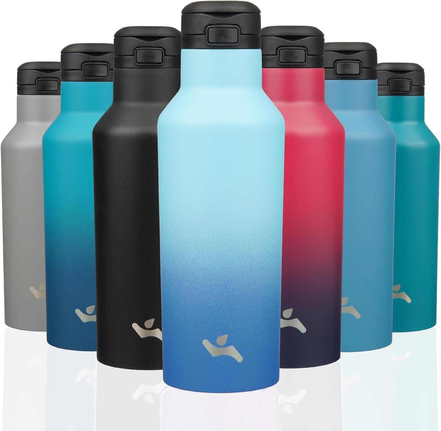 Konokyo Insulated Water Bottle with Straw,25 OZ Double Wall Vacuum Stainless Steel Water Flask with 2 Lids,Black