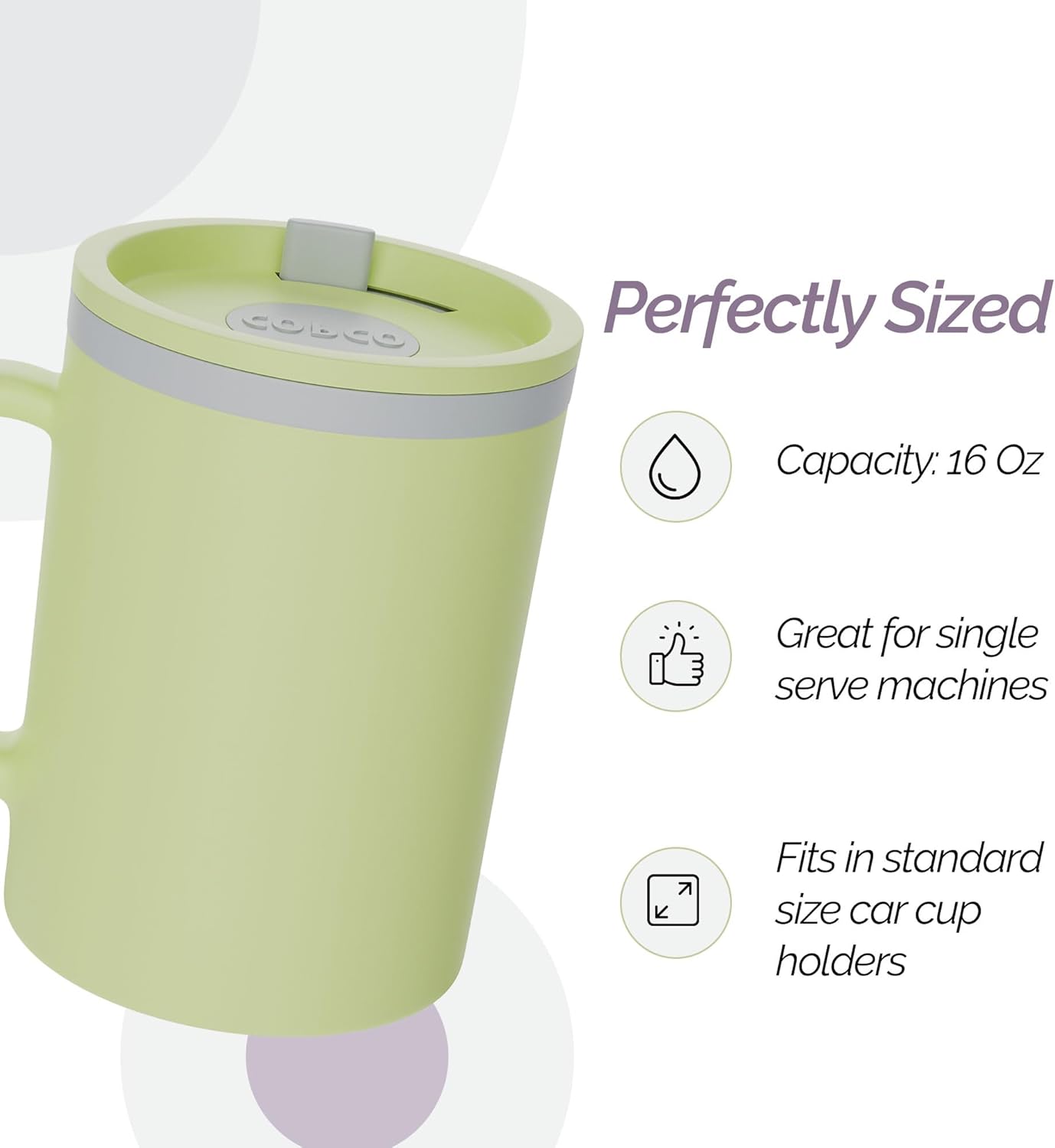 Copco Iconic 16oz Double Wall Insulated Desk Mug with Lid & Handle, Set of 2, BPA-Free Reusable Plastic, Spill-Resistant, Microwave & Dishwasher Safe, Wide Mouth (Grey)