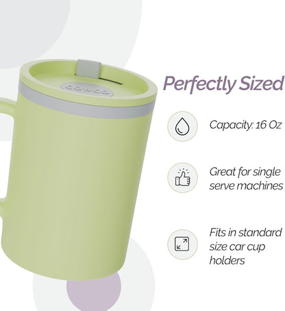 Copco Iconic 16oz Double Wall Insulated Desk Mug with Lid & Handle, Set of 2, BPA-Free Reusable Plastic, Spill-Resistant, Microwave & Dishwasher Safe, Wide Mouth (Grey)
