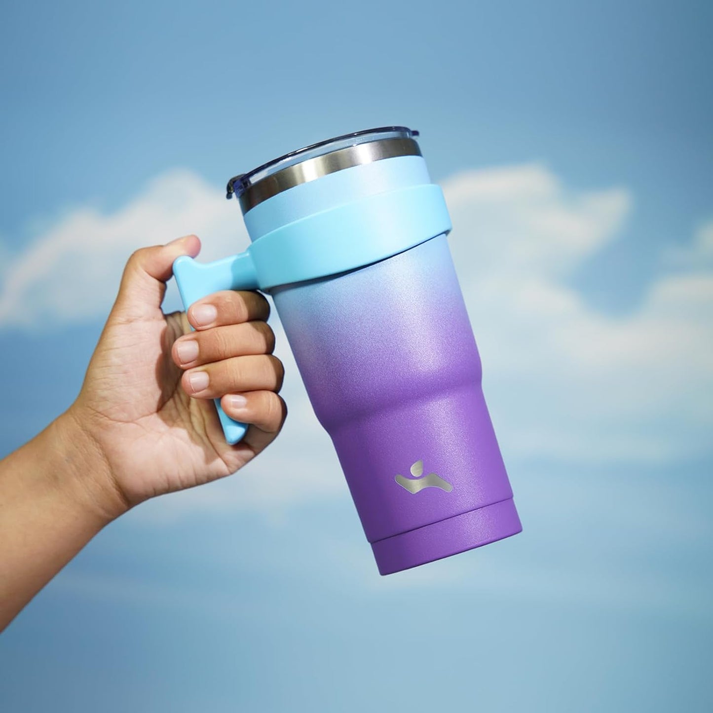 Konokyo 20 oz Tumbler with Handle and 2 Straw 2 Lid, Insulated Water Bottle Stainless Steel Vacuum Cup Reusable Travel Mug,Black