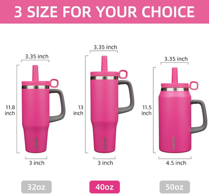 BJPKPK 50oz Insulated Tumbler with Handle Stainless Steel Travel Coffee Mug with Lid Reusable Large Water Bottle with Straw,Sky