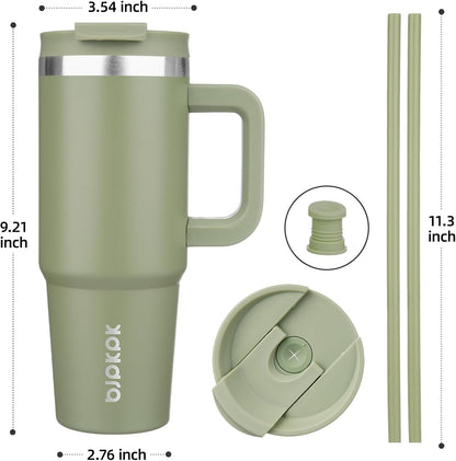 BJPKPK 30oz Stainless Steel Insulated Tumbler With Handle And Lid Straw Travel Coffee Mug Thermal Cup,Black
