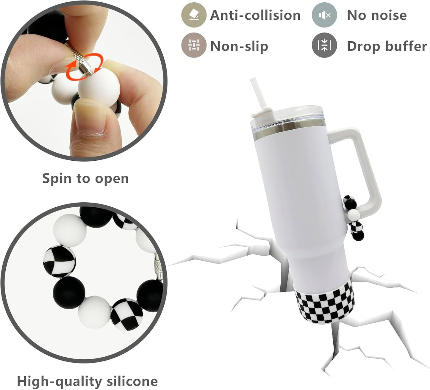 Silicone Boot Tumbler Handle Charms Tumbler Cup Cover Water Bottle Accessories for 30oz&40oz Stanley Protective Bottom Sleeve