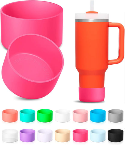 KTKUDY 2Pcs Silicone Boot for Stanley Quencher Tumbler 30 oz 40 oz & IceFlow 20 oz 30 oz & Fit Owala Freesip Water Bottle & Fit Hydro Flask & More - Cup Bottom Accessories Fit Stanley Cup