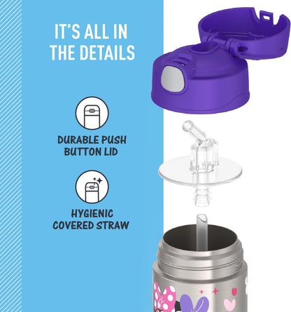 THERMOS FUNTAINER Water Bottle with Straw - 12 Ounce - Kids Stainless Steel Vacuum Insulated Water Bottle with Lid, Bluey - Colors B