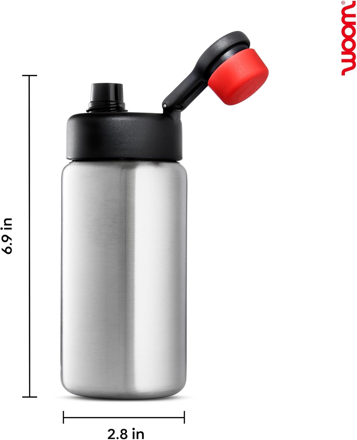 woom Glug Stainless Steel Bottle, Bicycle Compatible Water Bottle with Side-Load Mounting Cage for Youth & Child’s Bikes Accessory