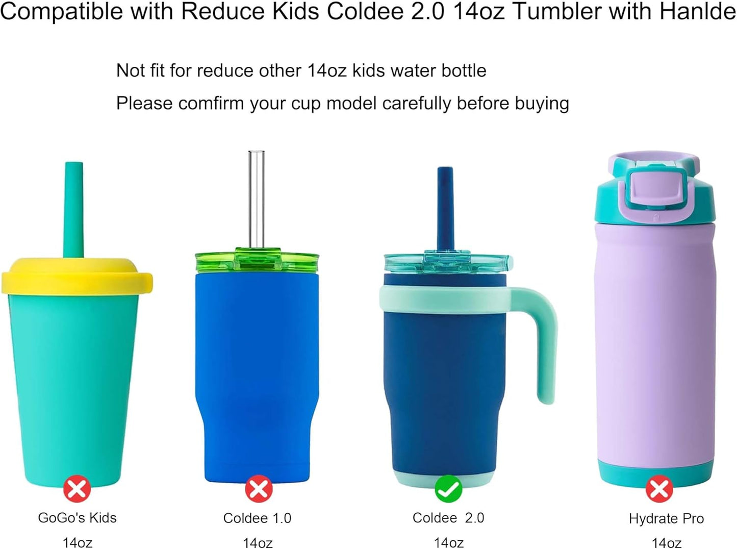 Joshey Tumbler Lid Rubber Seal Replacement Compatible with Reduce Kids Coldee 2.0 Mug 14 oz, 18 oz, 6Pcs BPA-Free Silicone Gasket Accessories