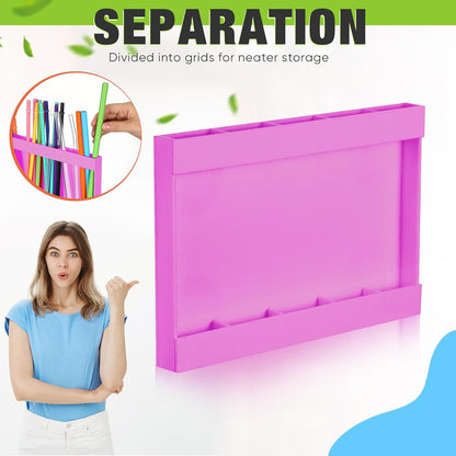Qinyoung Acrylic Straw Holder for Cabinet Door with Double Sided Adhesive Tape Reusable Straw Organizer Tumbler Storage Kitchen Accessories Container for Counter Cupboard(Classic,Large,Transparent)
