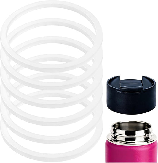 Silicone Ring for Hydro Flask Wide Mouth Flip Sip Coffee Lid, Rubber Seal Gasket for Hydro Flask Coffee Tumbler Chug Cap, Leak Proof O-Ring, Rubber Sealing Insert Parts, White 6pcs
