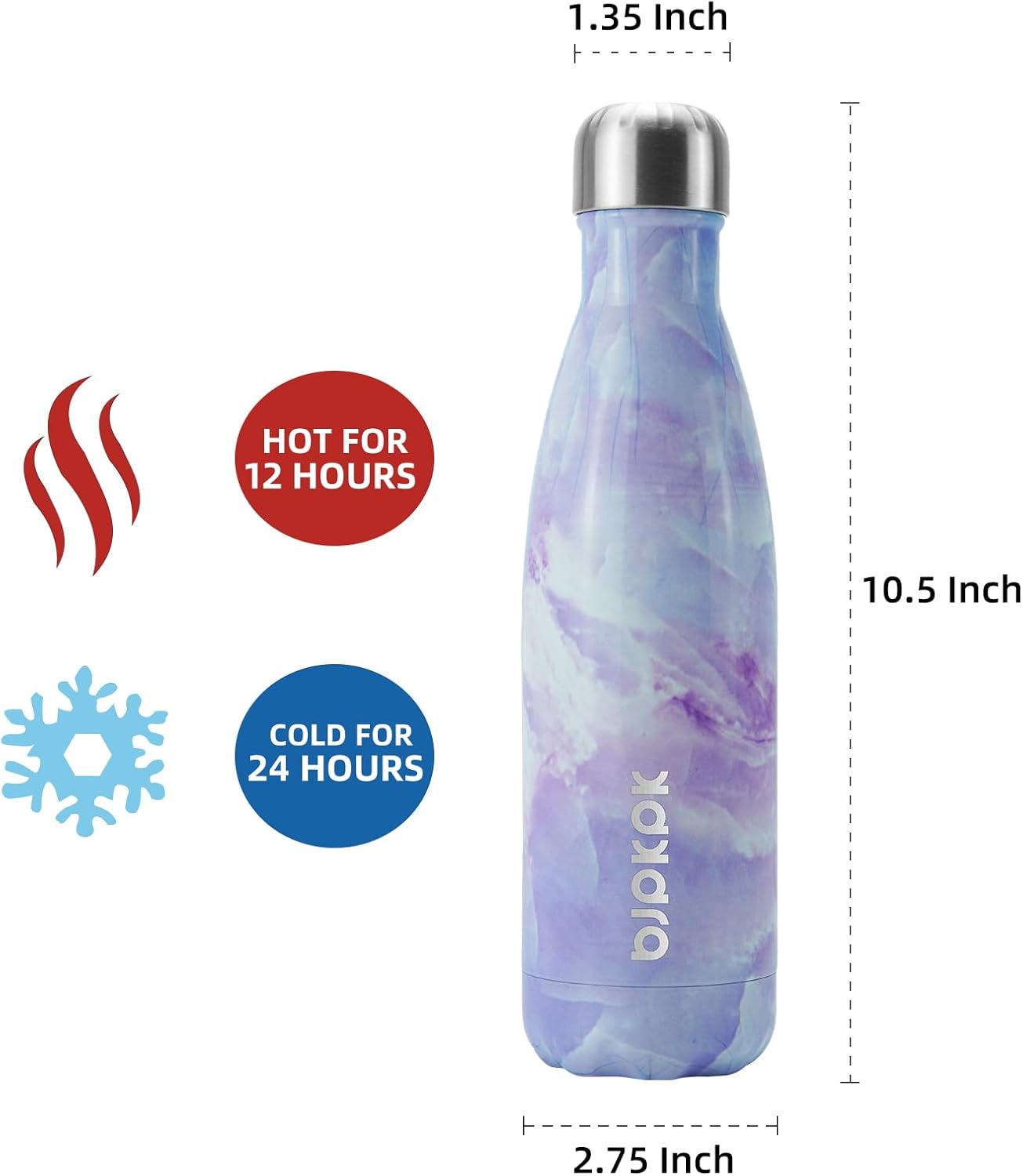 BJPKPK Insulated Water Bottle 12oz Small Stainless Steel Water Bottles Reusable Metal Thermal Keep Cold and Hot,Dreamy Purple - Colors B