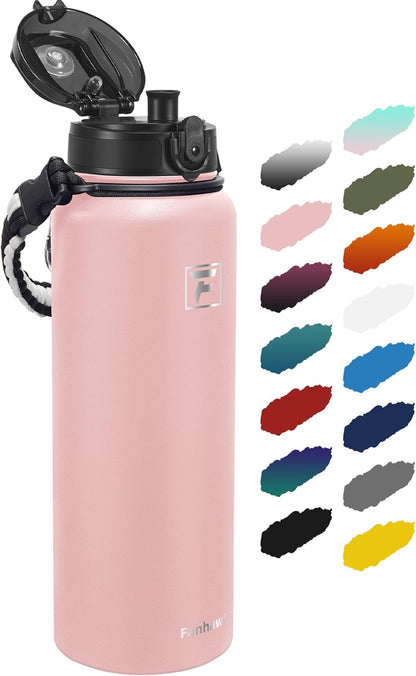 Fanhaw 20 oz Insulated Stainless Steel Water Bottle with Anti-Dust Chug Lid, Leakproof Vacuum Metal Everyday Use Bottle for Kids, Teens & Adults, Back to School Essentials (Green Blue)