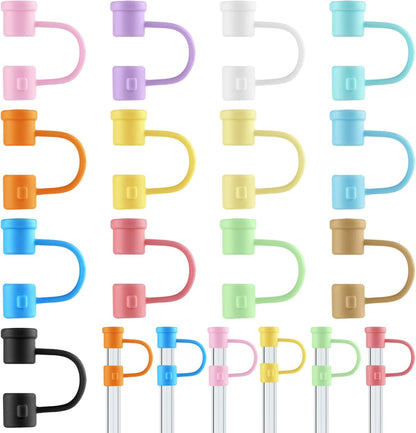 Straw Toppers Straw Covers Cap for Cup, PLULON 16Pcs Silicone Straw Cover Caps 8mm Reusable Straw Tips Dust-Proof Straw Toppers Black Straw Covers Plugs Straw Protector Accessories