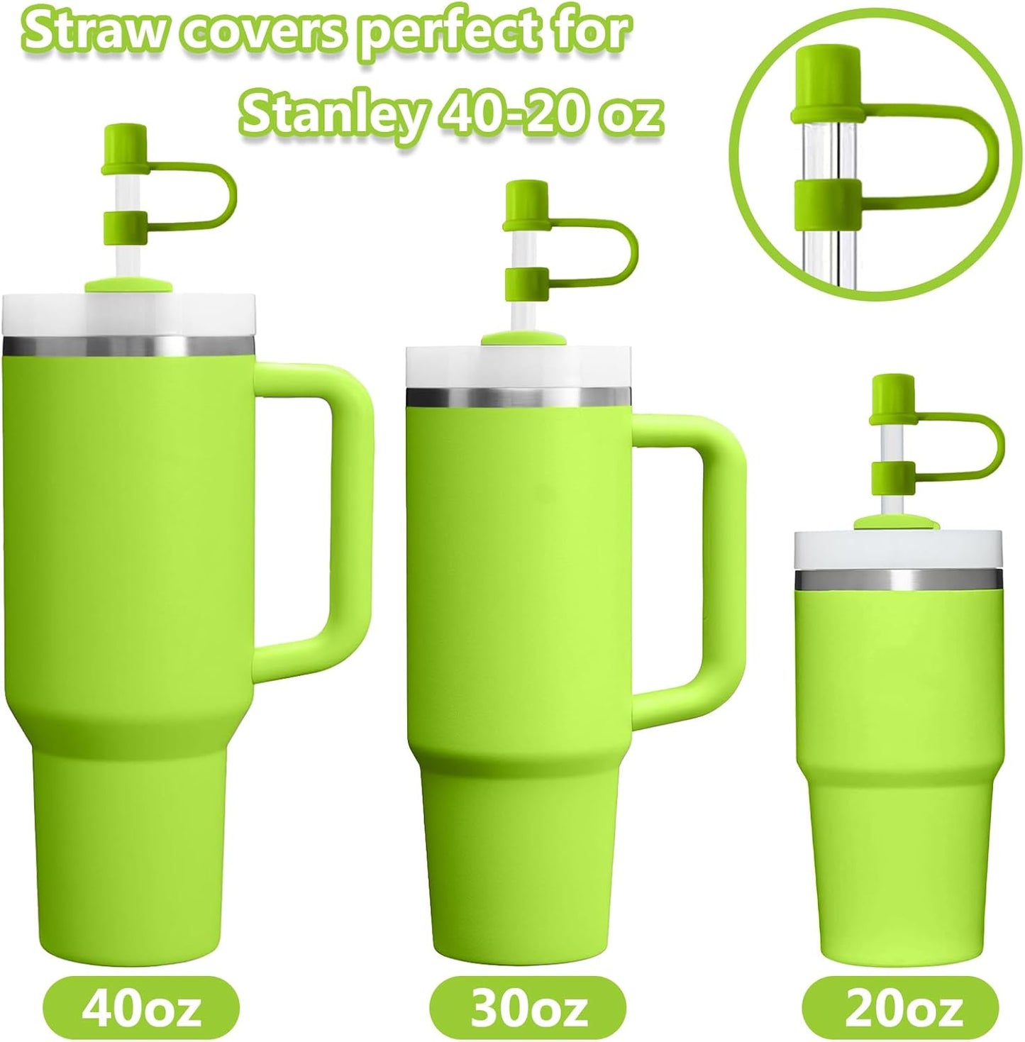 6PCS Silicone Straw Covers Cap Compatible with Stanley Cup 30-40 oz Tumbler with Handle 10mm Straw Toppers，Dust-Proof Reusable Straw Cover for Stanley Cup Accessories (Black)