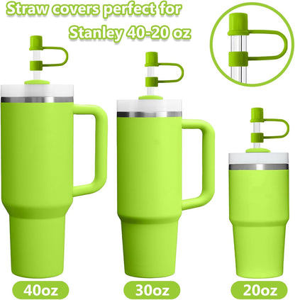 6PCS Silicone Straw Covers Cap Compatible with Stanley Cup 30-40 oz Tumbler with Handle 10mm Straw Toppers，Dust-Proof Reusable Straw Cover for Stanley Cup Accessories (Black)