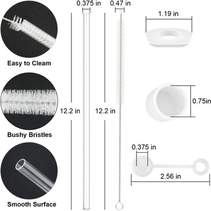 Replacement Straw Compatible with Stanley 40 oz 30 oz Cup Tumbler, 6 Pack Reusable Straw with Cleaning Brush, Plastic, Clear
