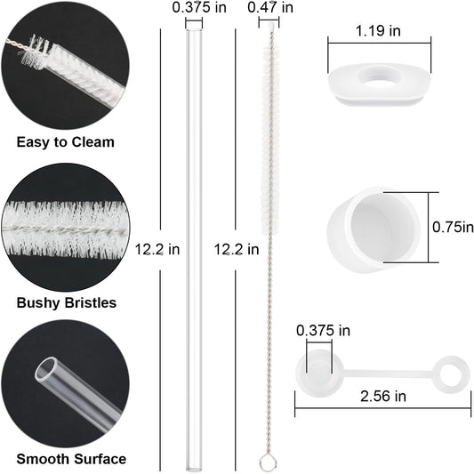 Replacement Straw Compatible with Stanley 40 oz 30 oz Cup Tumbler, 6 Pack Reusable Straw with Cleaning Brush, Plastic, Clear