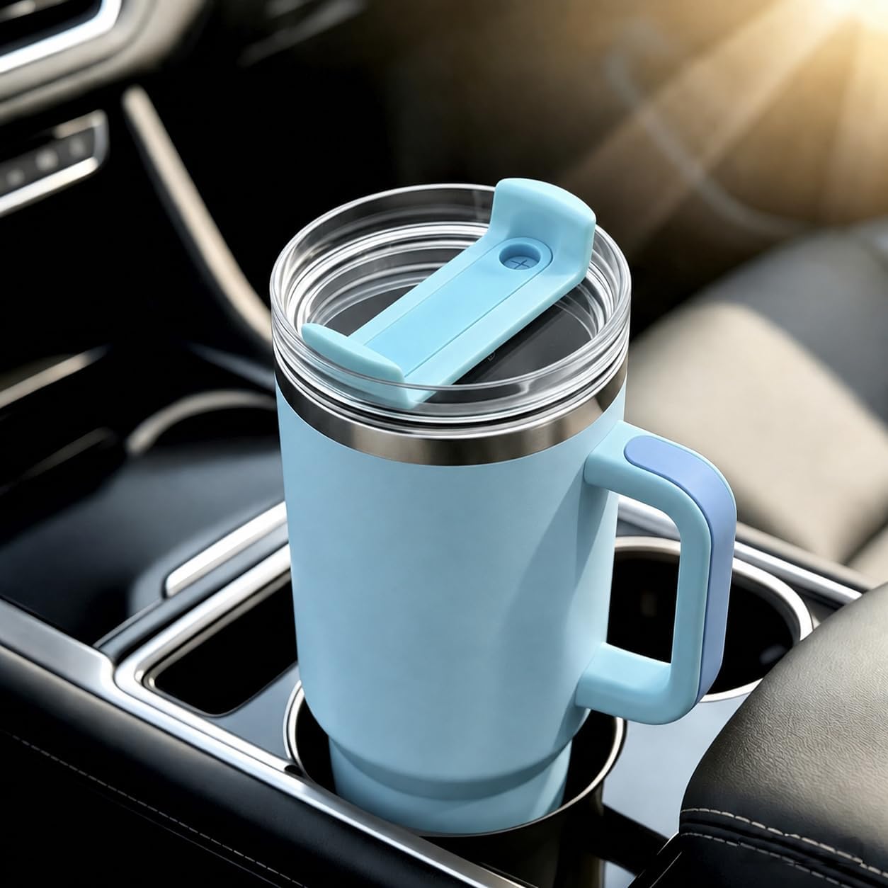 40 OZ Tumbler Lid Replacement Compatible for Stanley Quencher H2.0, 1 Pack BPA Free Clear Lid Replacement for Stanley Cup Accessories(Clear-White)