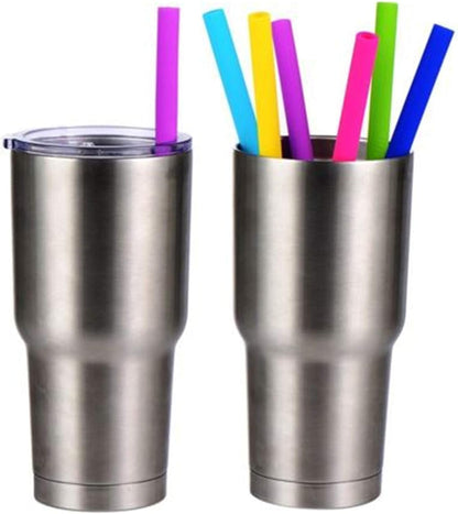 tifanso 14PCS Reusable Silicone Straws with Cleaning Brushes, 10" Flexible Extra Wide Large Jumbo Drinking Straws, Great for for 30oz and 20oz Tumblers Yeti/Rtic and Milkshakes