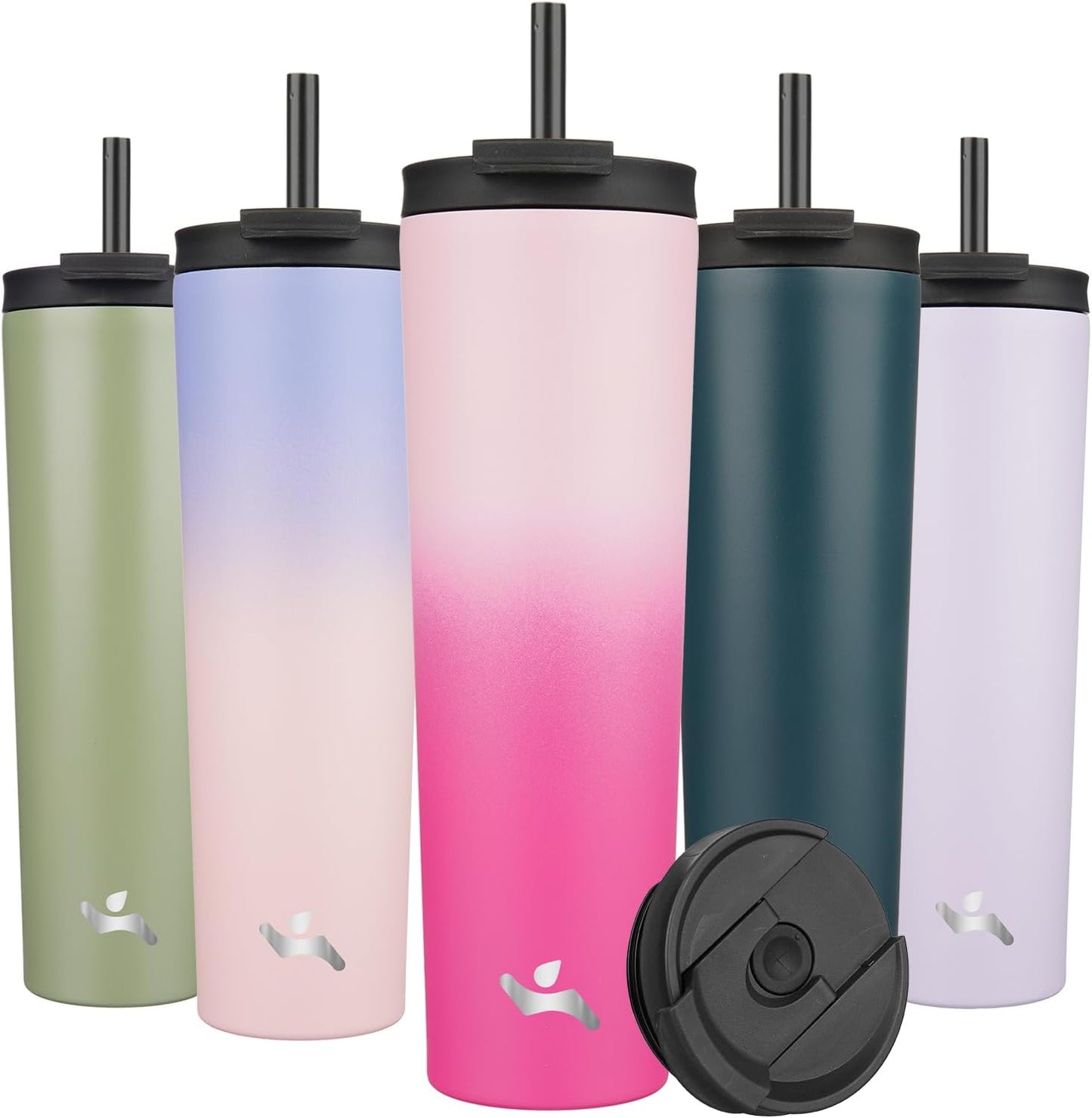 Konokyo 30 OZ Insulated Tumbler with Lid and 2 Straws Stainless Steel Water Bottle Vacuum Travel Mug Coffee Cup,Pastel Sunset