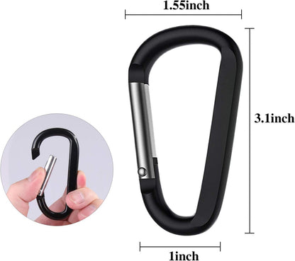 CampTek Carabiner Caribeaner Clip,3" Large Aluminum D Ring Shape Carabeaner with Keyring Keychain Hook