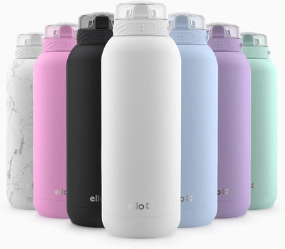 Ello Cooper 22oz Stainless Steel Water Bottle with Straw and Carry Handle, Double Walled and Vacuum Insulated Metal, Leak Proof Locking Lid with Soft Silicone Spout, Reusable, BPA Free, Lilac