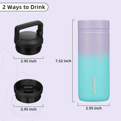 BJPKPK Insulated Water Bottle with 2 Lids,20 oz Double Wall Stainless Steel Vacuum Tumbler Travel Coffee Mug,Wide Mouth Thermal Cup,Haze Blue