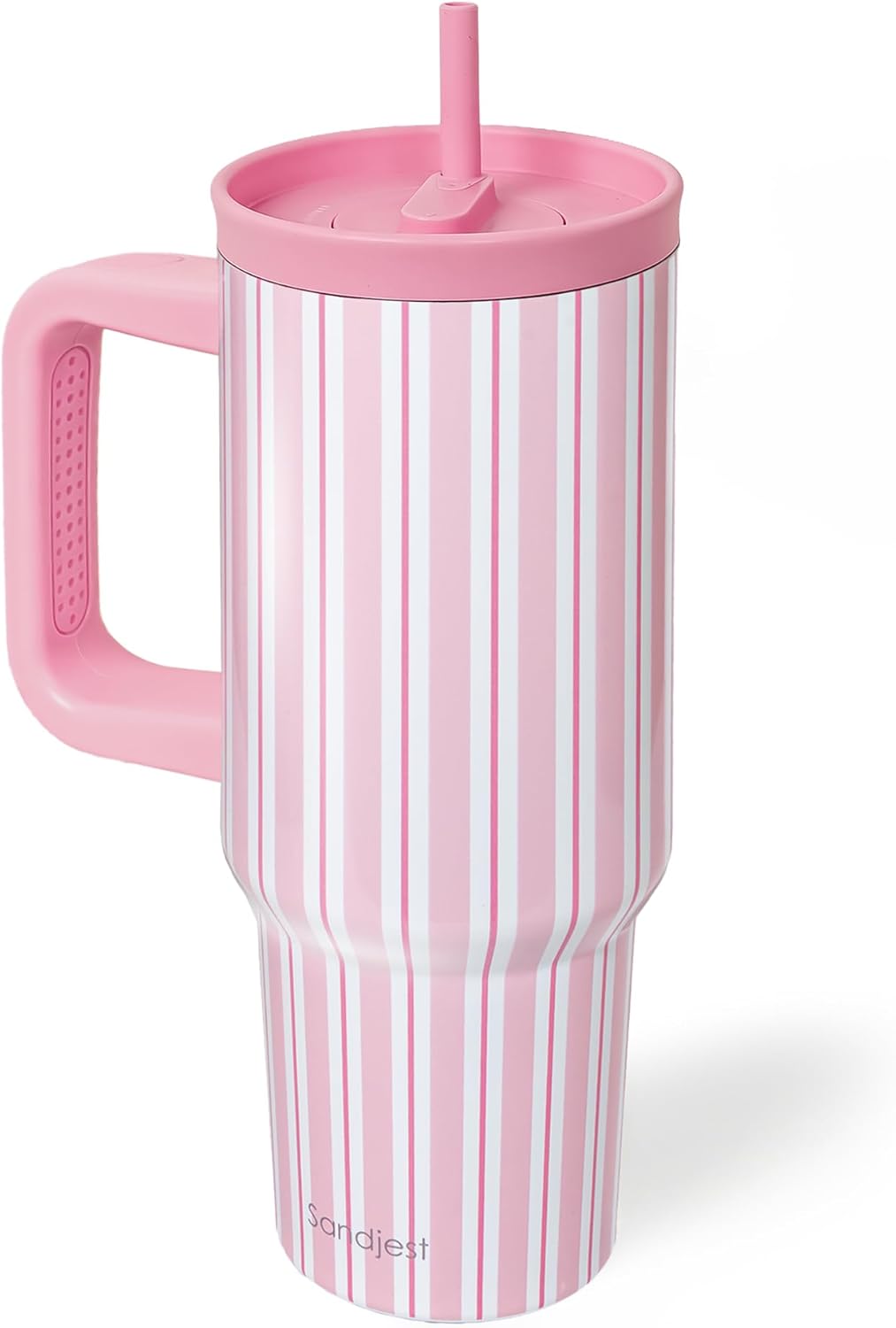 SANDJEST Pickleball Stainless Steel Locking Lid Silicone Straw Tumbler with Handle 40oz, Insulated Stainless Steel Travel Cup for Women Girls Friends Players, Gift Idea for Birthday Christmas