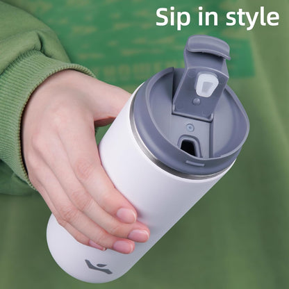 Konokyo Tumbler with Lid, 16 oz Travel Coffee Mug Double Wall Vacuum Stainless Steel Thermal Metal Cup Insulated Water Bottle,Navy Blue