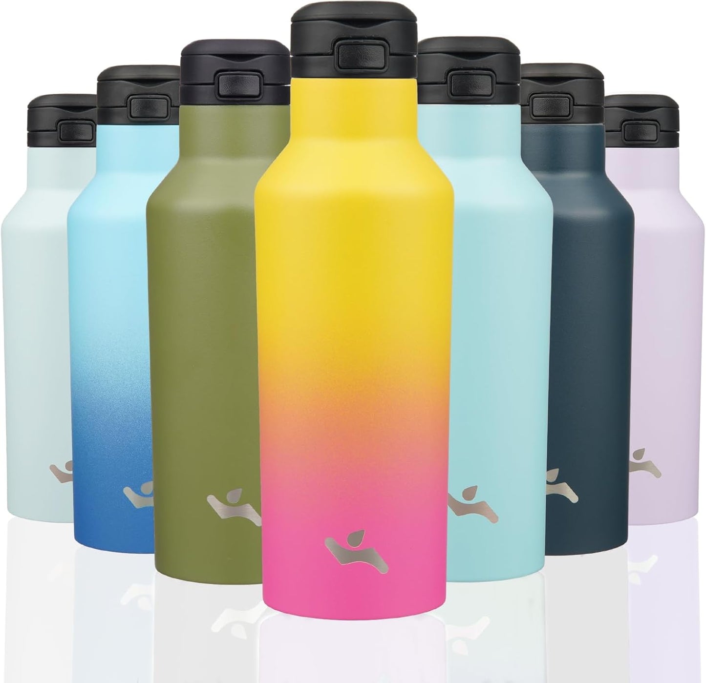 Konokyo Insulated Water Bottle with Straw,25 OZ Double Wall Vacuum Stainless Steel Water Flask with 2 Lids,Black