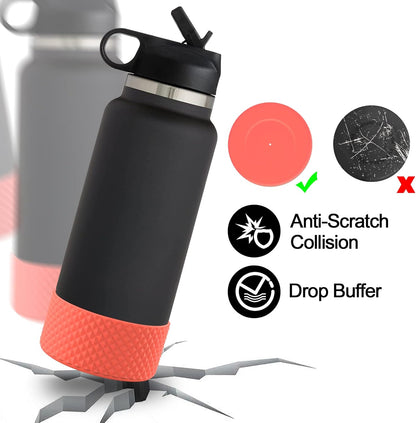 WUQID Water Bottle Boot, Diamond Silicone Boot Compatible with Stanleyy Tumbler 20-40oz & Hydroo Flask Bottle 12oz-24oz, Reduces Dents Sleeve Cover for More Bottles/Tumblers Bottom of 2.83-2.95in
