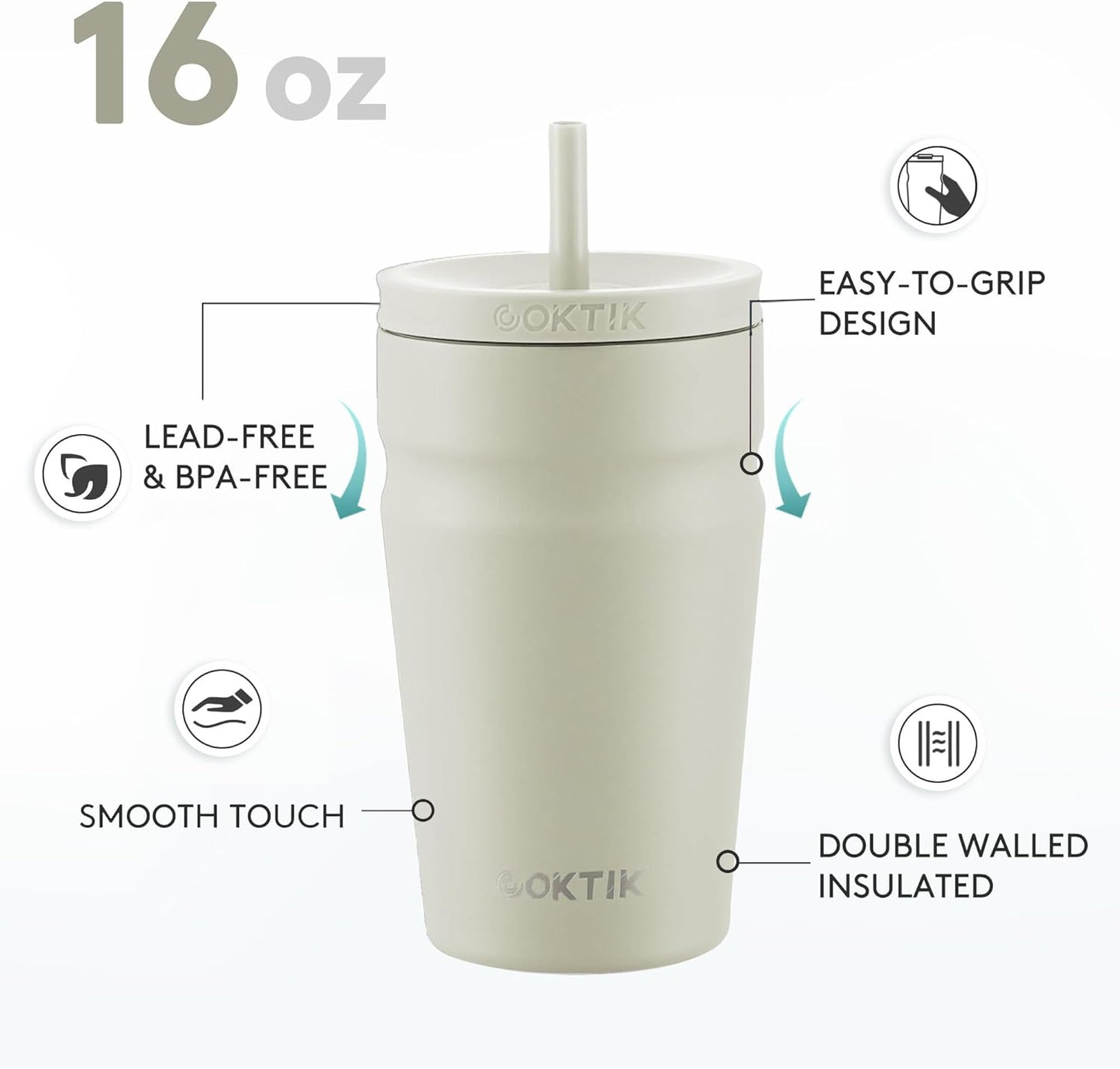 COKTIK 24oz Insulated Tumbler with Lid and Straw Iced Coffee Cup Reusable Stainless Steel Travel Mug Water Bottle Cupholder Friendly for Women Men Her Him (Blush)