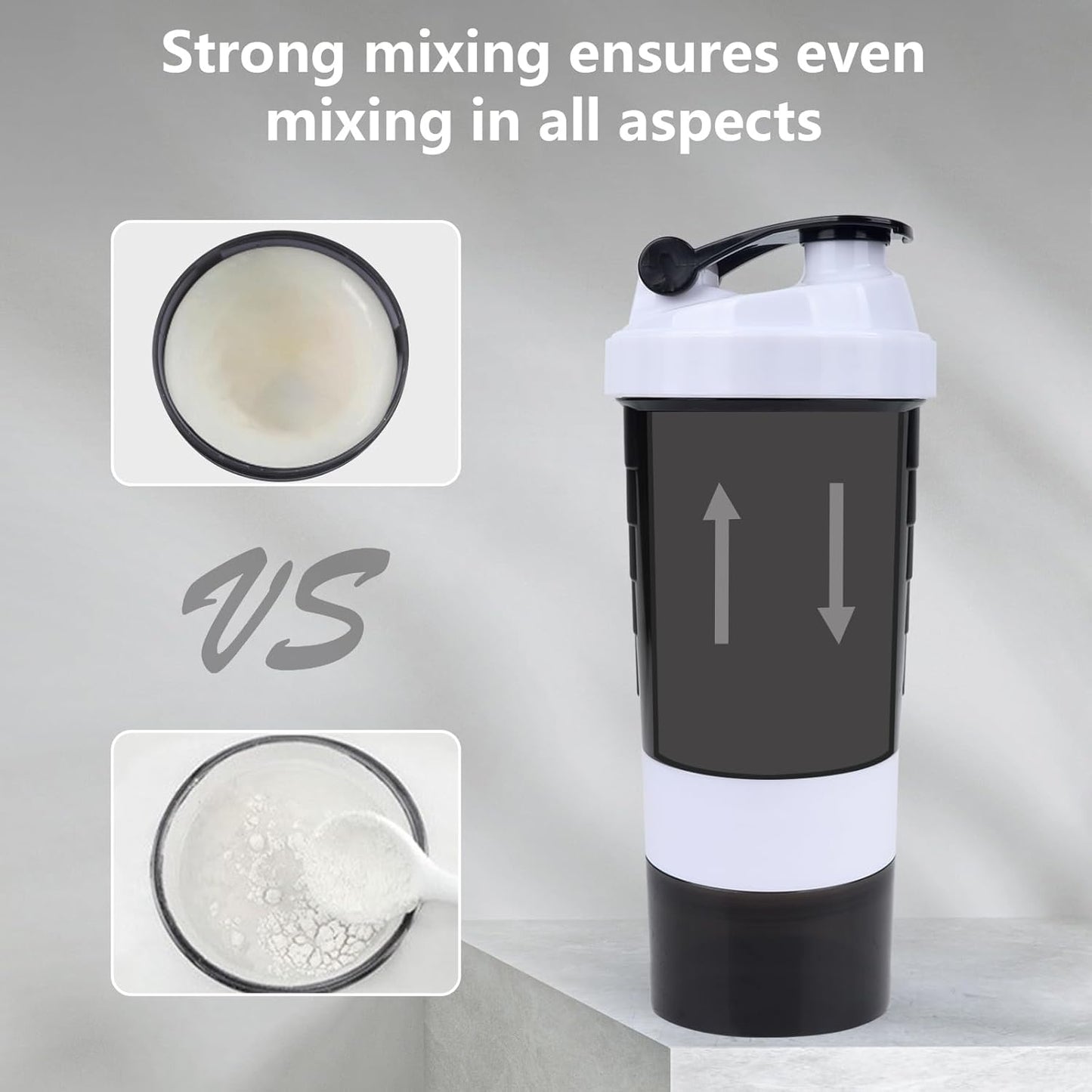 XTK Shaker Bottle 16OZ Protein Shaker Bottles with Mix Ball Sports Water Bottle Leak Proof GYM Cup for Protein Mixes with Powder Storage & Pill Organizer, Ideal for Pre Workout,BPA Free(black)