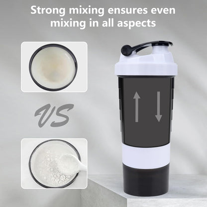 XTK Shaker Bottle 16OZ Protein Shaker Bottles with Mix Ball Sports Water Bottle Leak Proof GYM Cup for Protein Mixes with Powder Storage & Pill Organizer, Ideal for Pre Workout,BPA Free(black)