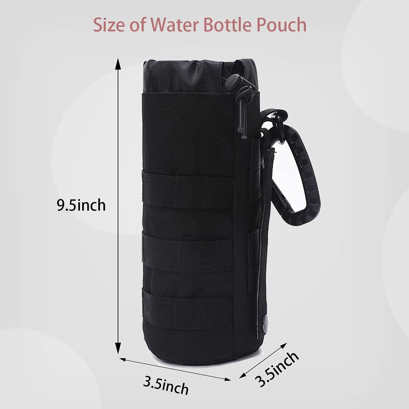 Tactical MOLLE Water Bottle Pouch, 3-Way Attachment: Backpack MOLLE, Belt Loop & D-Ring Hook, Anti-Swing 1000D Nylon Bottle Holder for Hiking Hunting, Fits 18-25oz Flasks