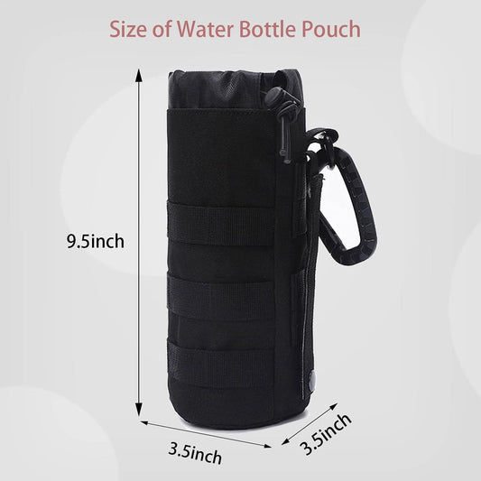 Tactical MOLLE Water Bottle Pouch, 3-Way Attachment: Backpack MOLLE, Belt Loop & D-Ring Hook, Anti-Swing 1000D Nylon Bottle Holder for Hiking Hunting, Fits 18-25oz Flasks