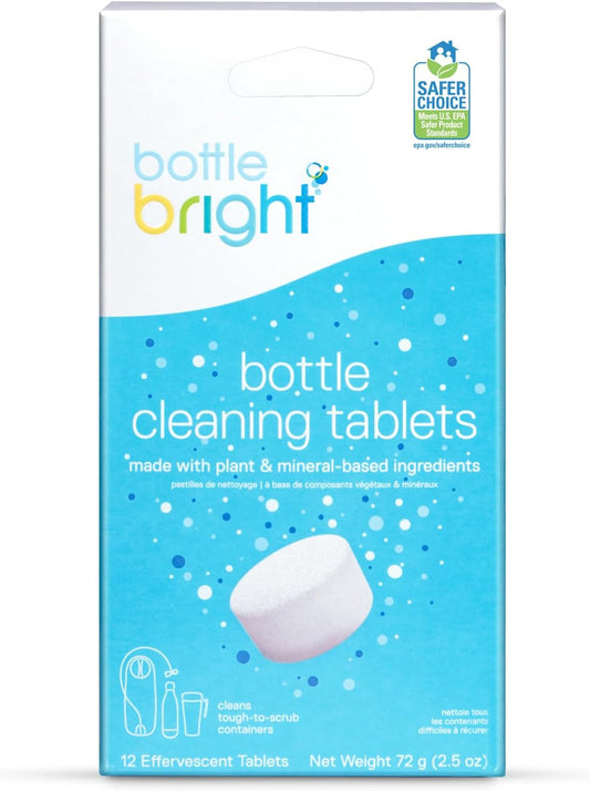 Bottle Bright Cleaning Tablets 12, 36, 78 Count – Water Bottle Cleaner for Stainless Steel, Tumblers, Thermos | Removes Coffee Tea Stains, Eliminates Odors, Easy and Safe Cleaning