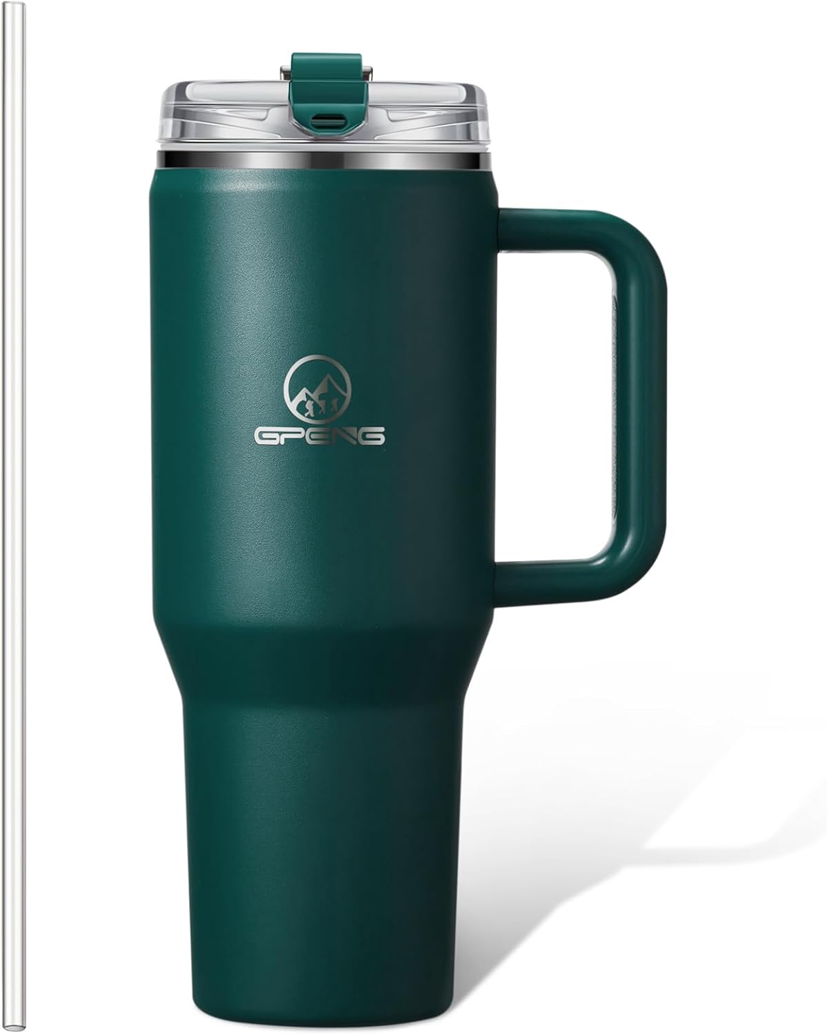 Gpeng 30/40/50 oz Tumbler with Handle, Water Bottles with Straw Lid, Insulated Stainless Steel Travel Mug Cup Holder Friendly, Keep Drinks Cold or Hot for Hours (LightGrey, 50 oz)