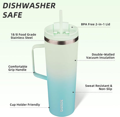 BJPKPK Insulated Tumbler with Handle, 18oz Insulated Tumblers with Lid and Straw, Stainless Steel Metal Water Bottles, Coffee Travel Mugs, Cups, Marshmallow
