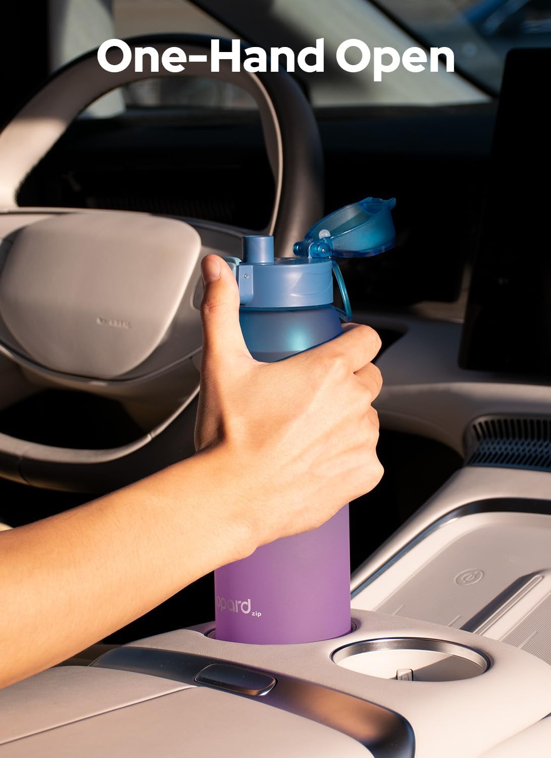 Opard Zip 32oz Plastic Water Bottle Dishwasher Safe, Leakproof Flip-Top Lid, BPA Free Tritan, Wide Mouth Reusable Sports Water Bottle for Gym Hiking Commuting Outdoor Travel and School