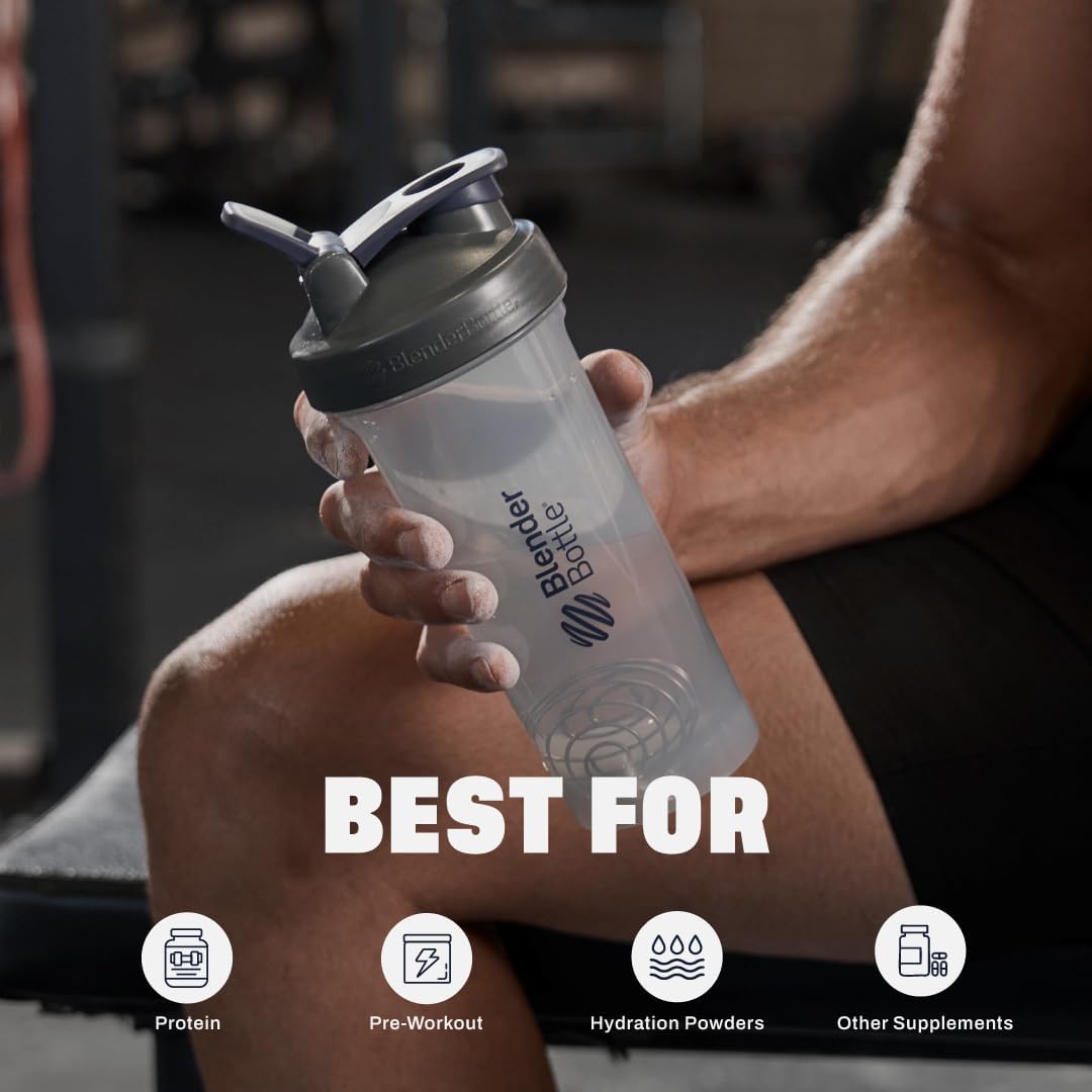BlenderBottle Shaker Bottle Pro Series Perfect for Protein Shakes and Pre Workout, 24-Ounce, Black