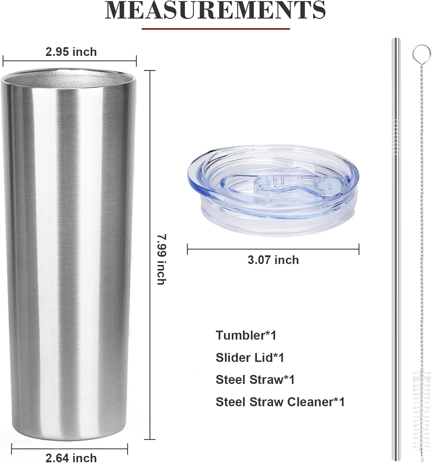 20 oz Skinny Tumblers with Lid and Straw,Stainless Steel Vacuum Insulated Tumbler Cup Double Wall Travel Coffee Mug, Thermal Water Tumbler for Hot and Cold Drinks(Rose Gold,1)