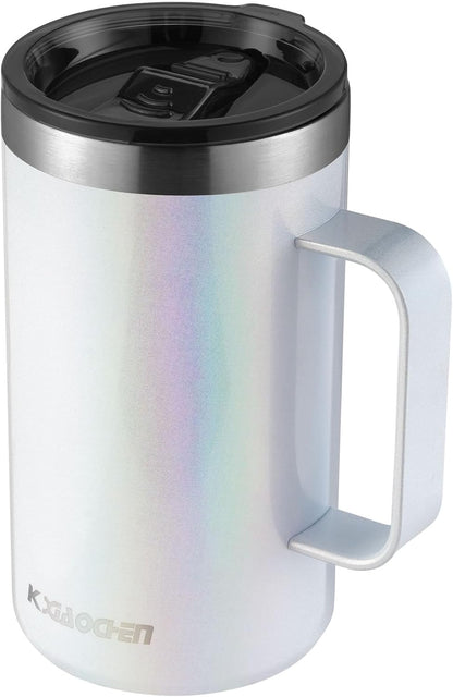 KXIAOCHEN 20oz Insulated Coffee Mug with Lid, Stainless Steel Coffee Cup, Double Wall Vacuum Coffee Tumbler with Handle, Premium Thermal Travel Coffee Mug (Navy Blue)