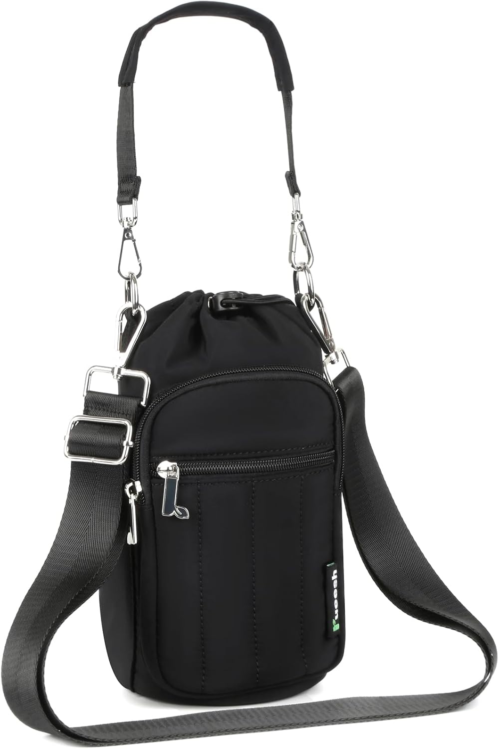 Rueesh Water Bottle Holder Bag with Adjustable Strap, Insulated Bottle Carrier Bag RFID Crossbody Sling Bag for Gym Walking